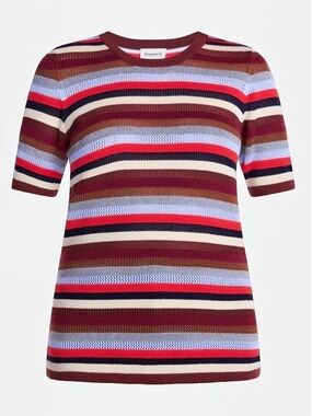 Scenario Women's Stripe Sweater with Short Sleeves - Size XS